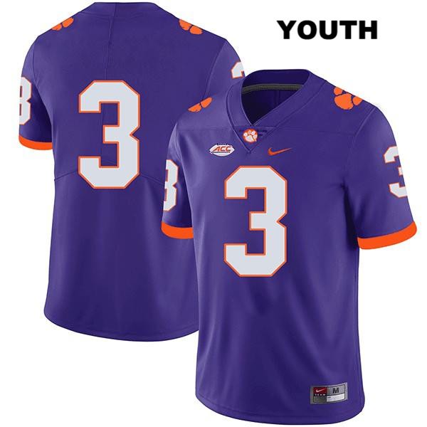 Youth Clemson Tigers #3 Xavier Thomas Stitched Purple Legend Authentic Nike No Name NCAA College Football Jersey WZL2646RO